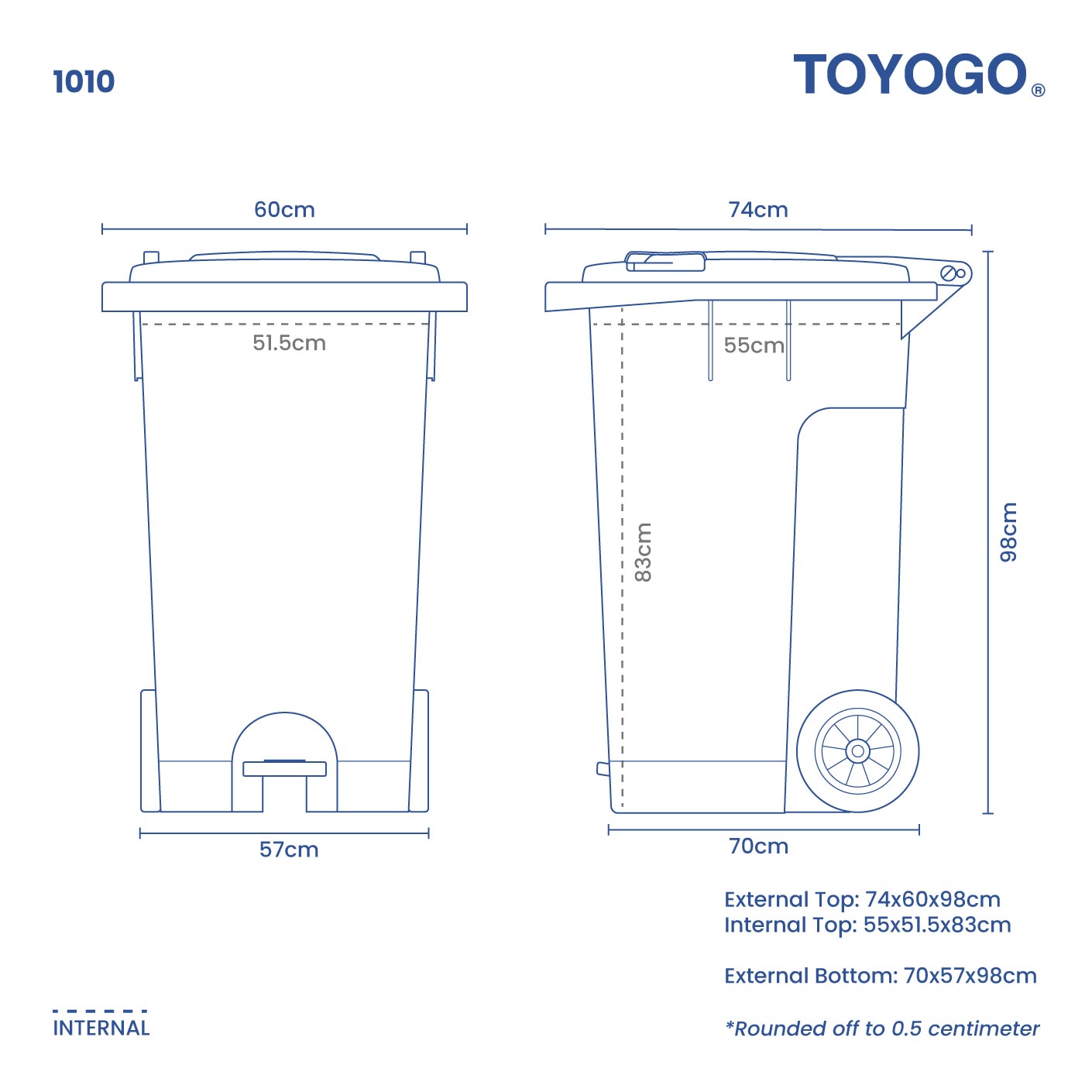 RECYCLE STEP BIN W/WHEELS (BLACK) (1010-B)