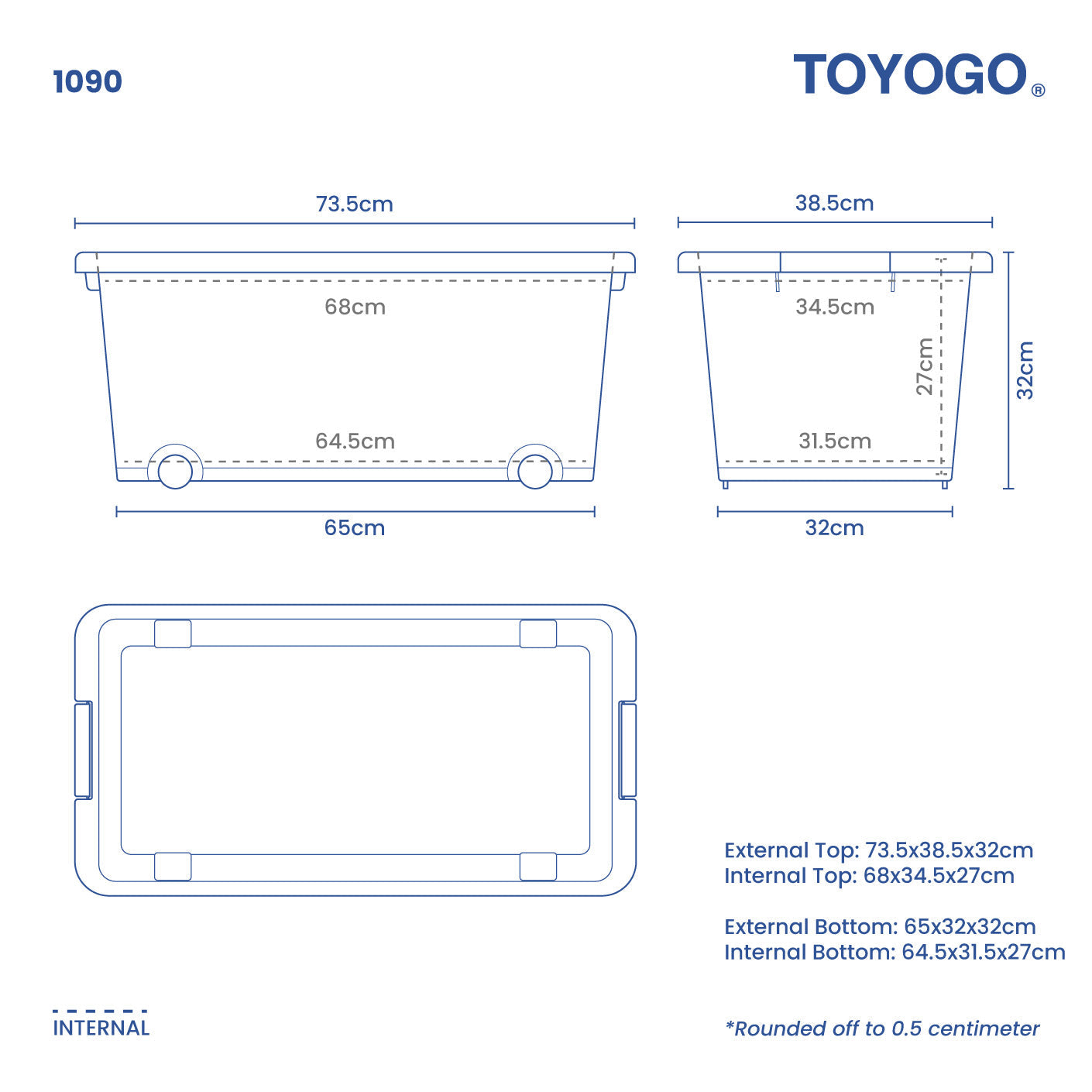 LONG STORAGE BOX W/WHEEL (1090)