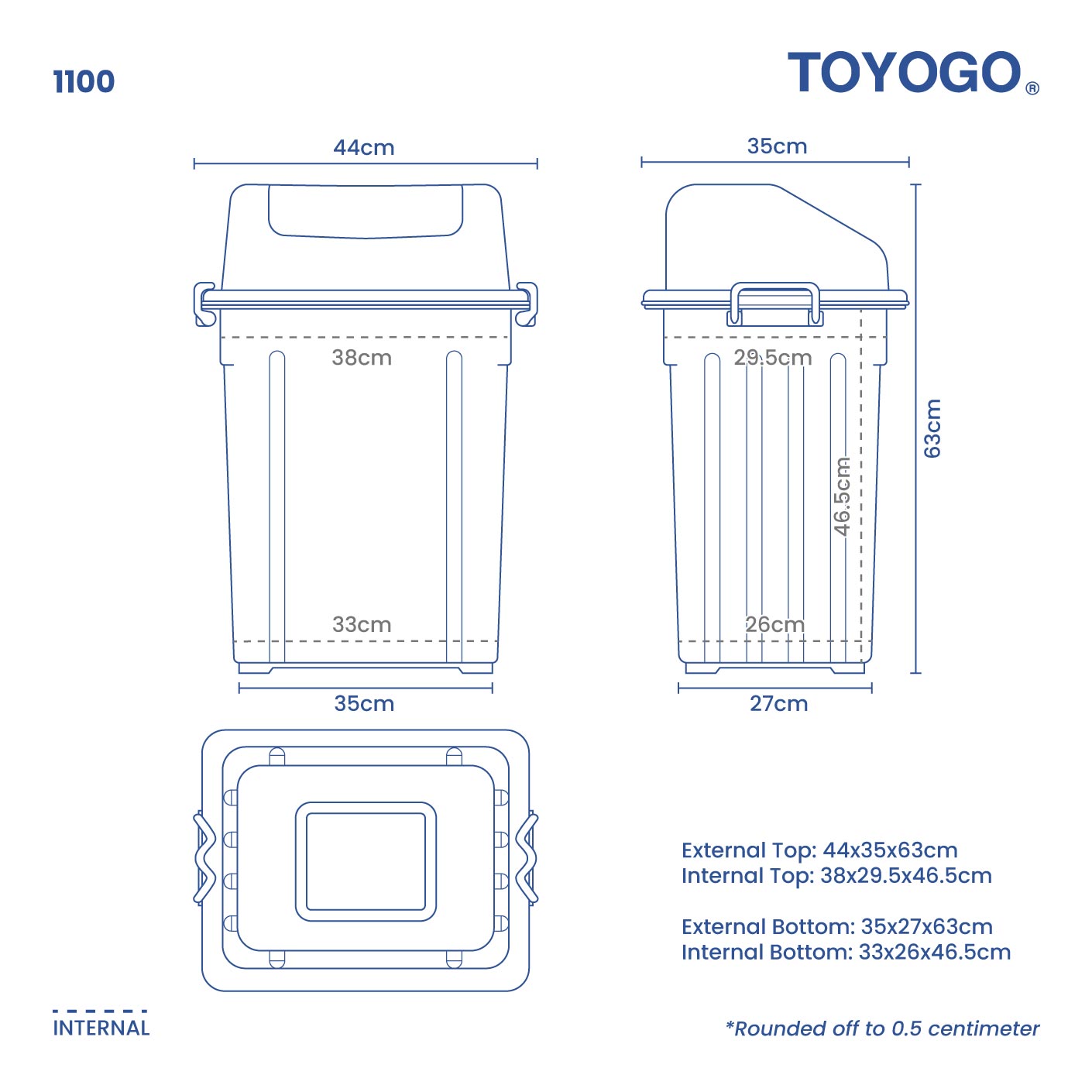 DUSTBIN W/FLIPPER COVER (1100)
