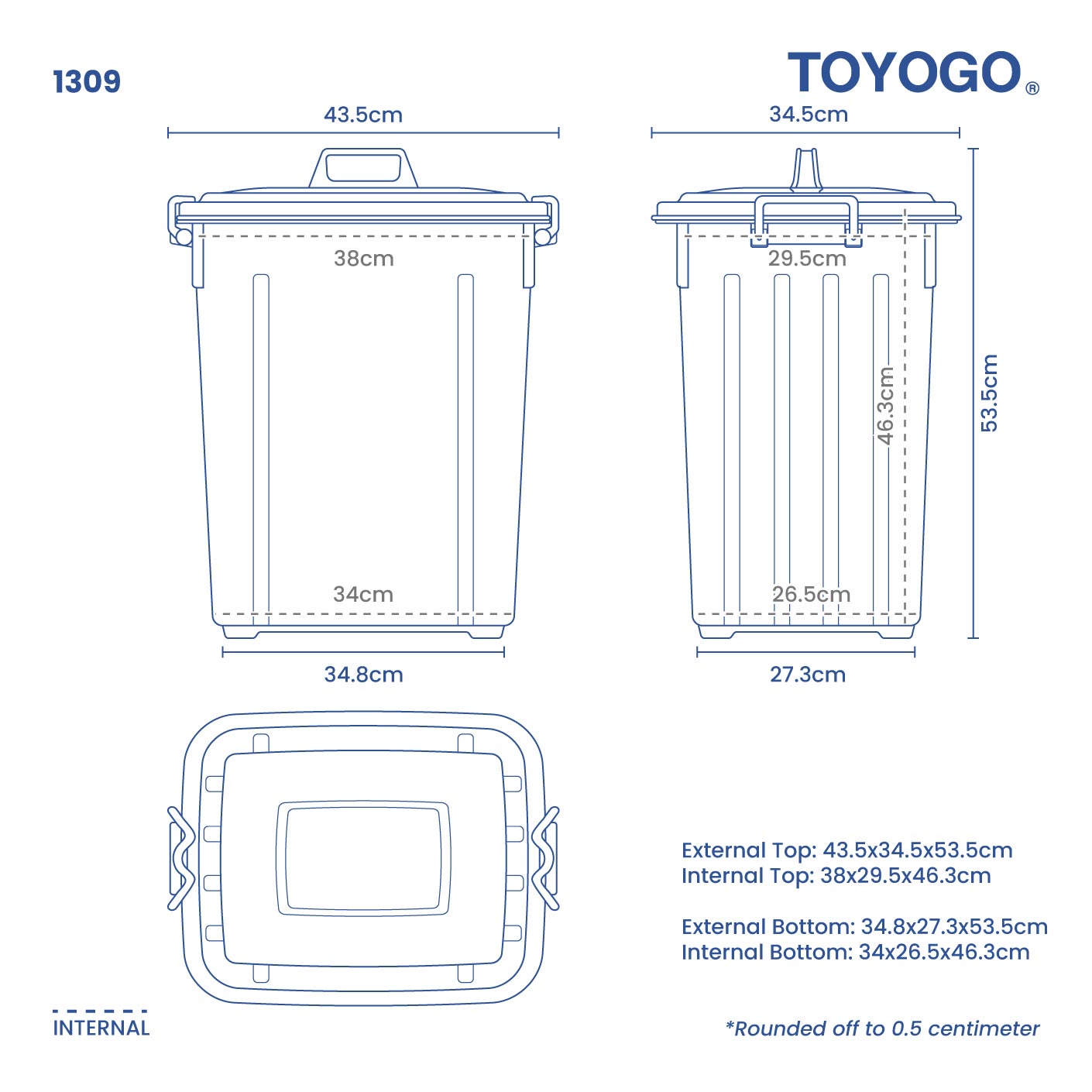 UTILITY BIN W/COVER (1309)