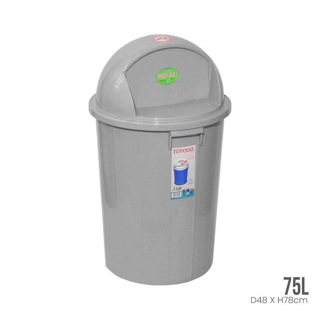 DUSTBIN W/PUSH COVER 75L (2100)