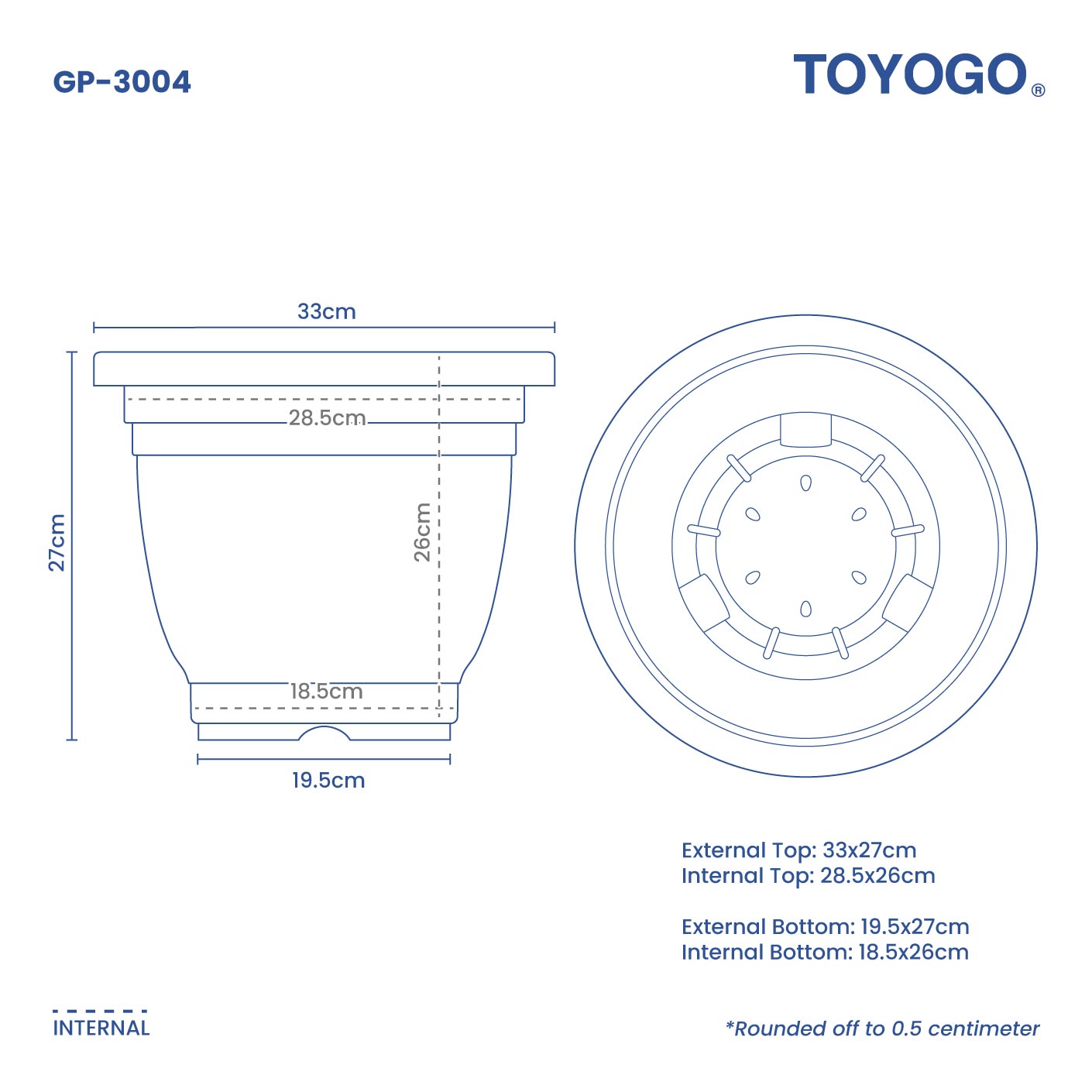 FLOWER POT PLAIN/RD (GP-3004)
