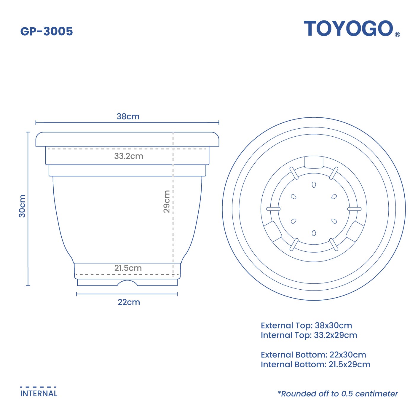 FLOWER POT PLAIN/RD (GP-3005)