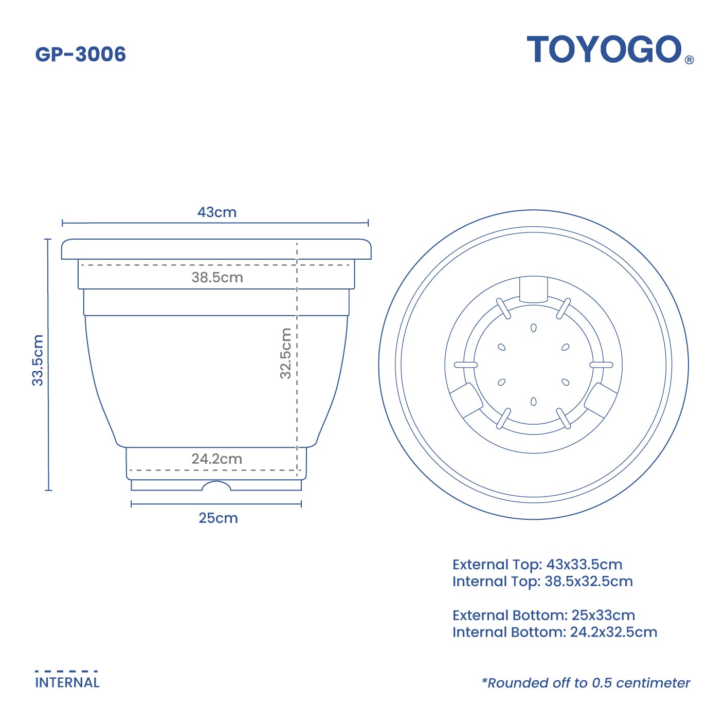 FLOWER POT PLAIN/RD (GP-3006)