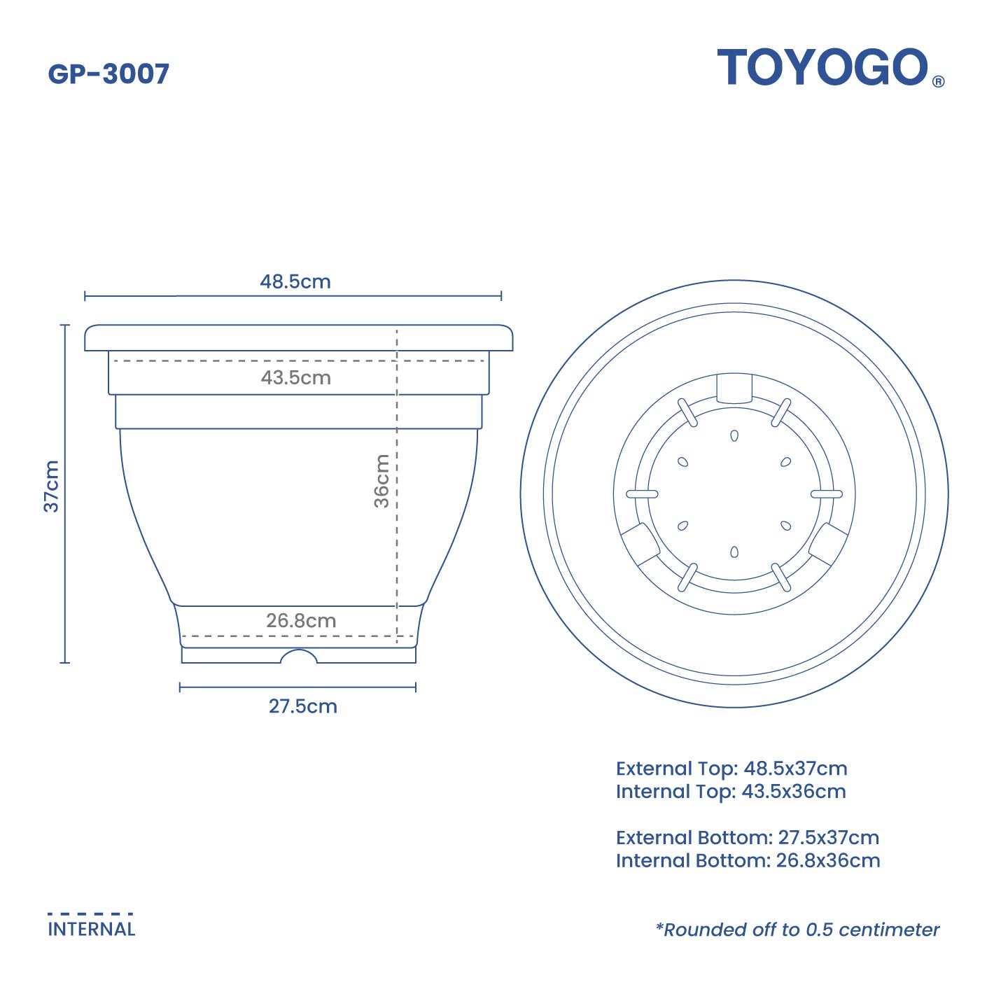 FLOWER POT PLAIN/RD (GP-3007)