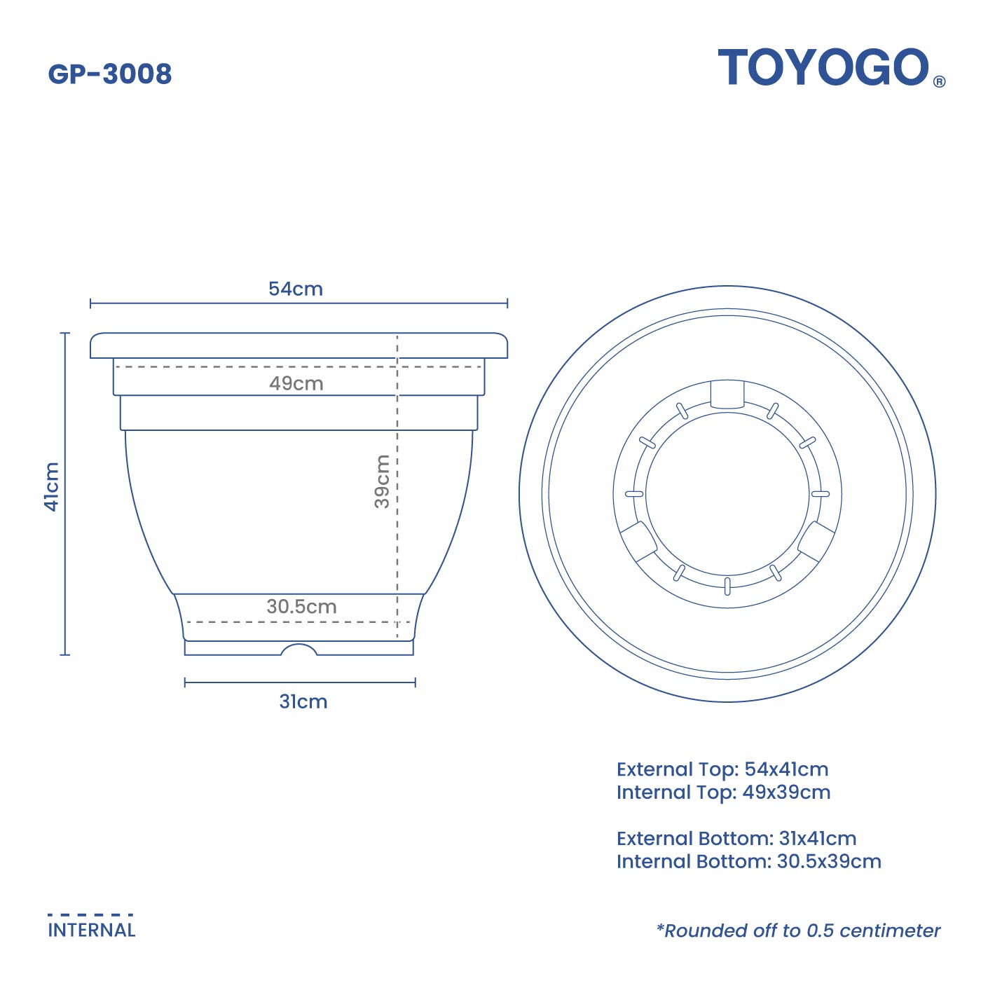 FLOWER POT PLAIN/RD (GP-3008)