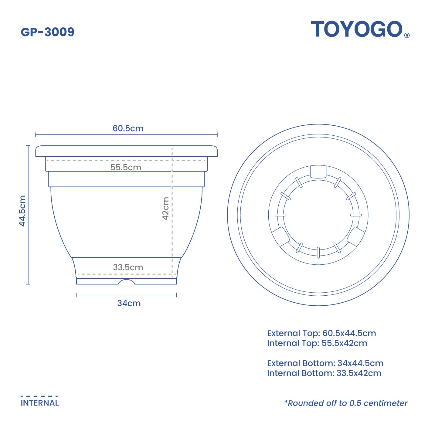 FLOWER POT PLAIN/RD (GP-3009)