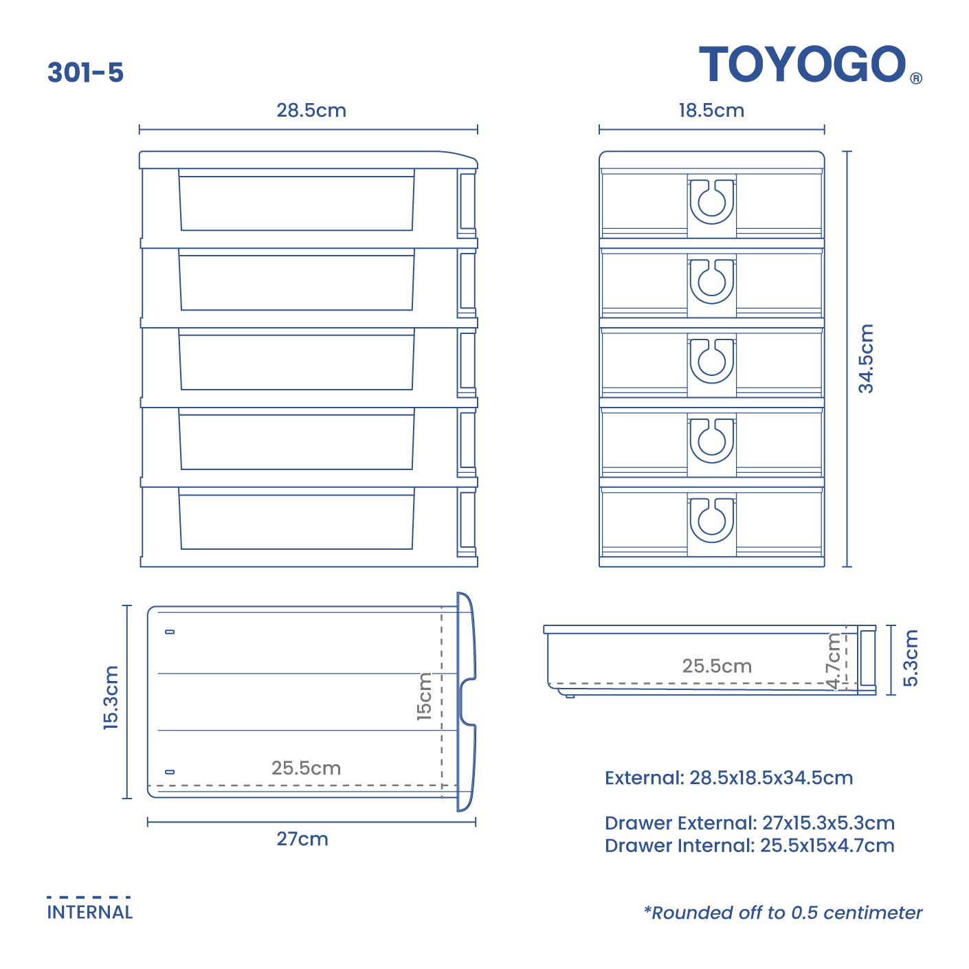 5 TIER A5 STATIONERY DRAWER (301-5)