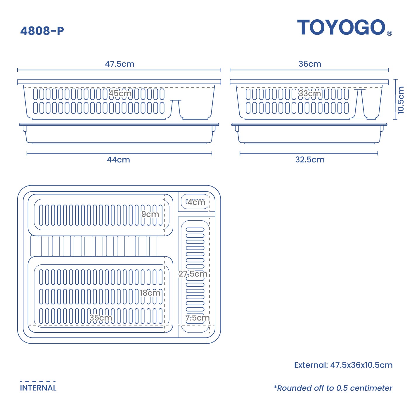 DISH RACK W/TRAY (4808-P)