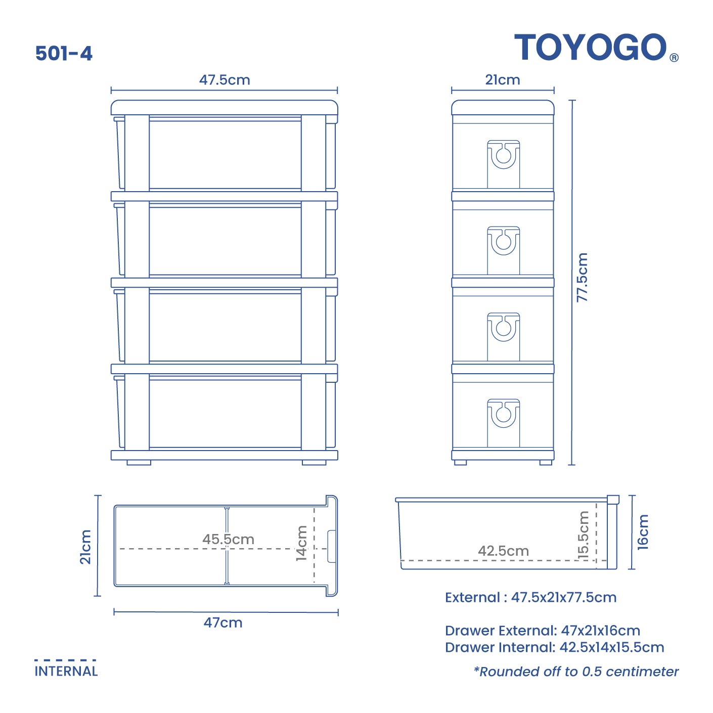 4 TIER SLIM KITCHEN DRAWER (501-4)