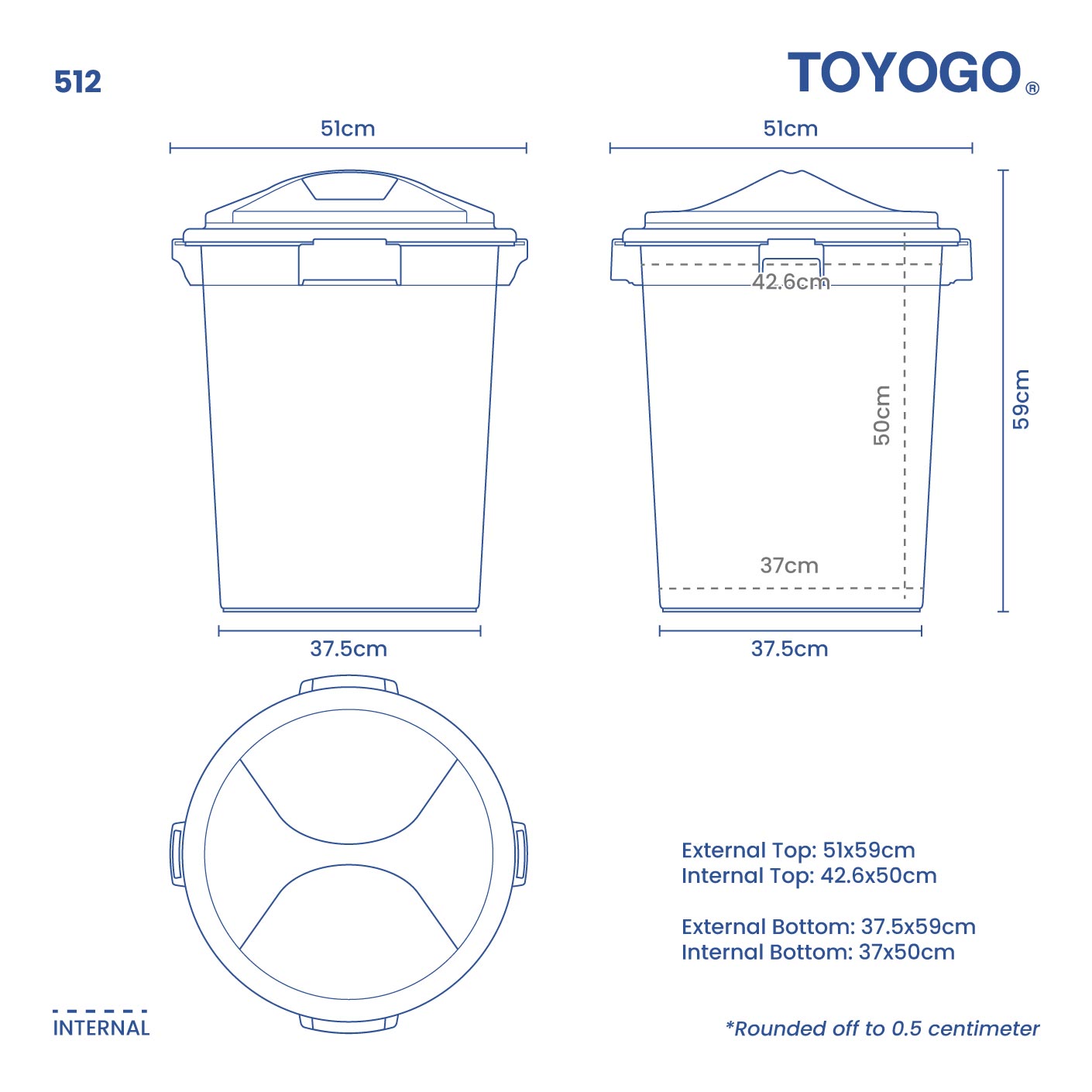 LUCKY PAIL W/LID 15 GAL (BLACK) (512-B)