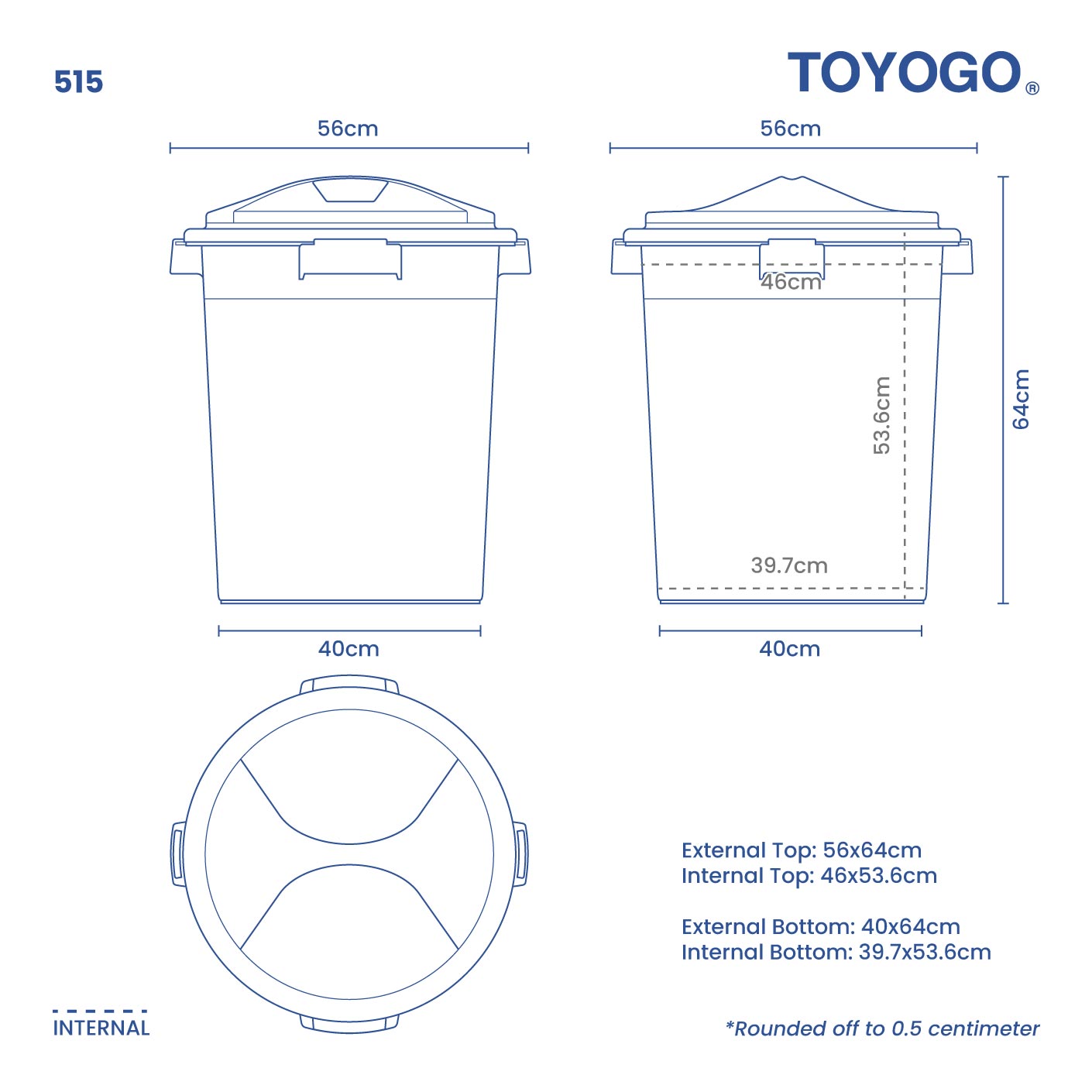 LUCKY PAIL W/ LID 20 GAL (BLACK) (515-B)