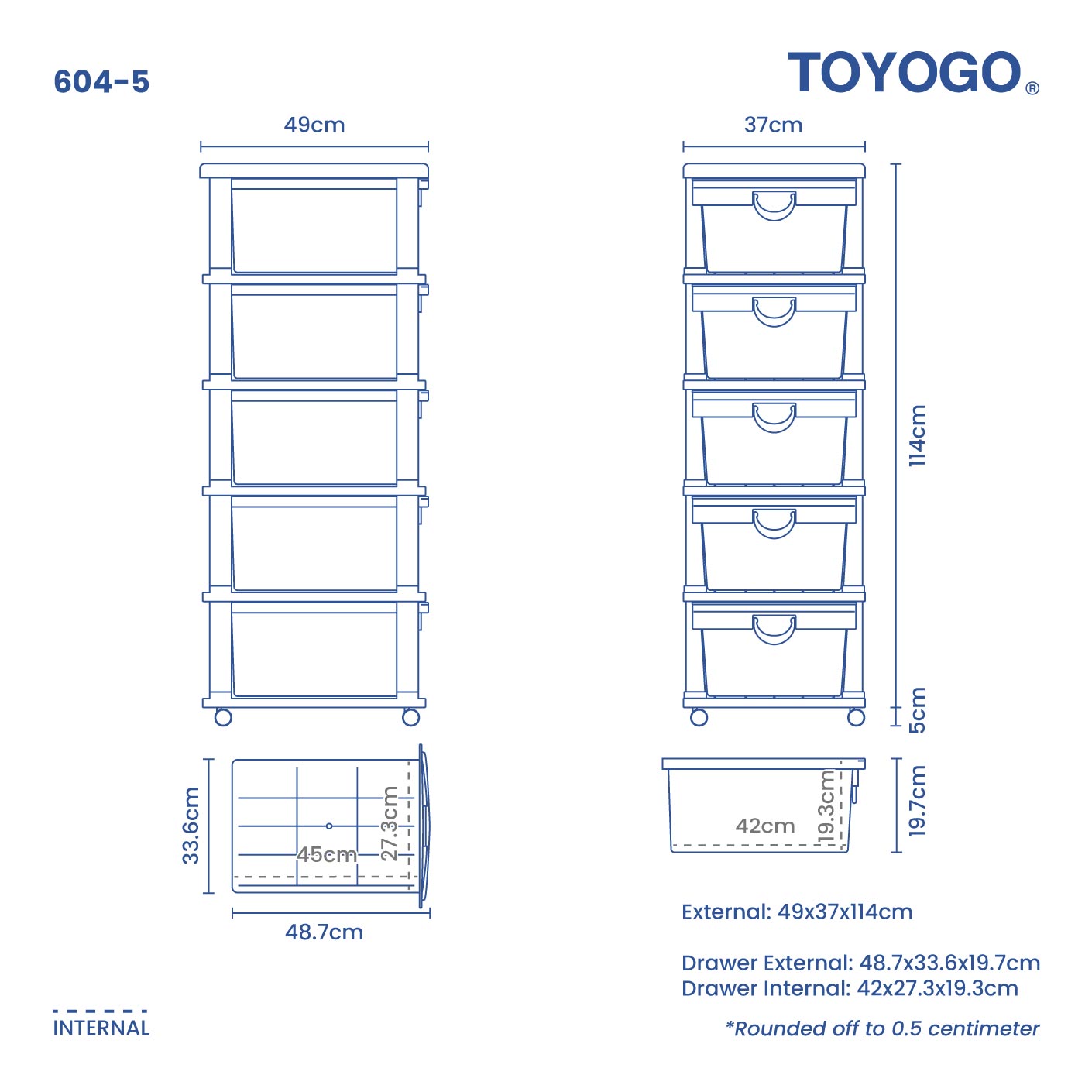 5 TIER U-TY STOCKER W/WHL (604-5)