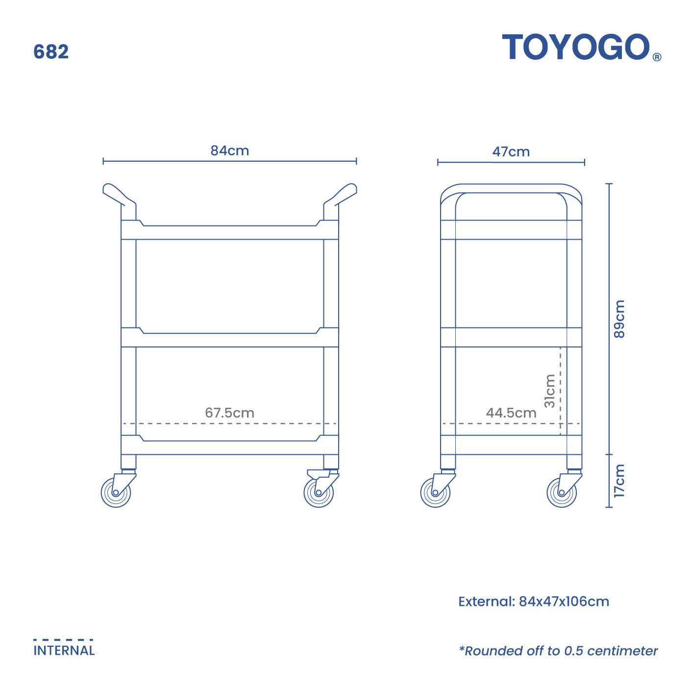 3 TIER CATERING CART W WHLS (682)