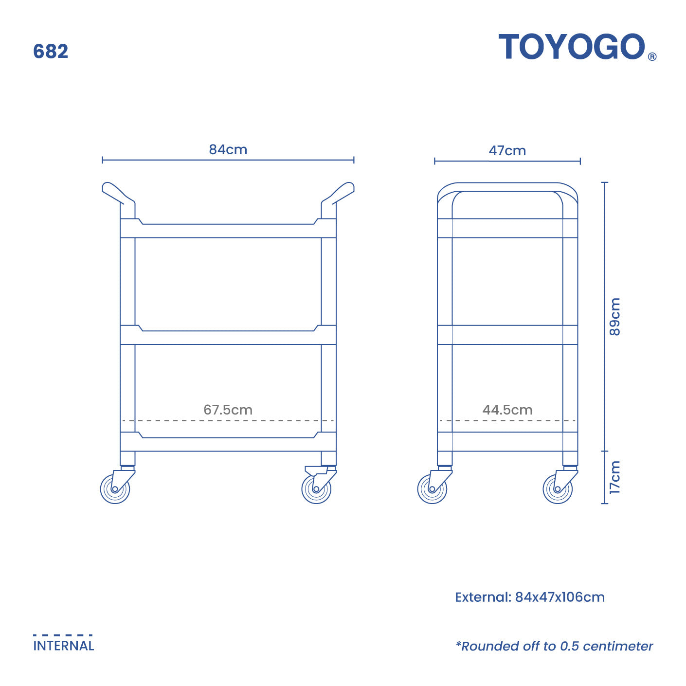 3 TIER CATERING CART W/WHLS (682)