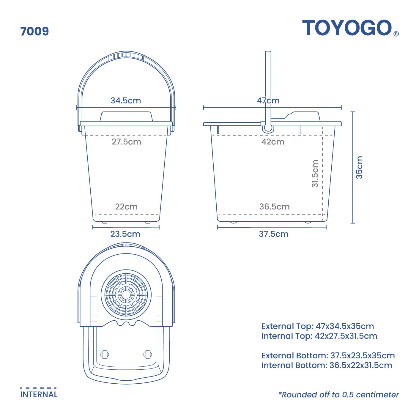 MOPPY PAIL W/WHEELS (L) (7009)