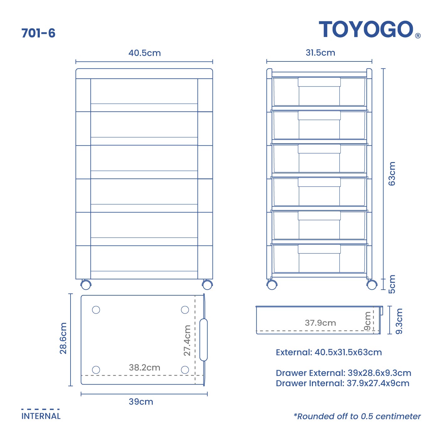 6TIER PAGON DOC. STORAGE DRAWER (701-6)