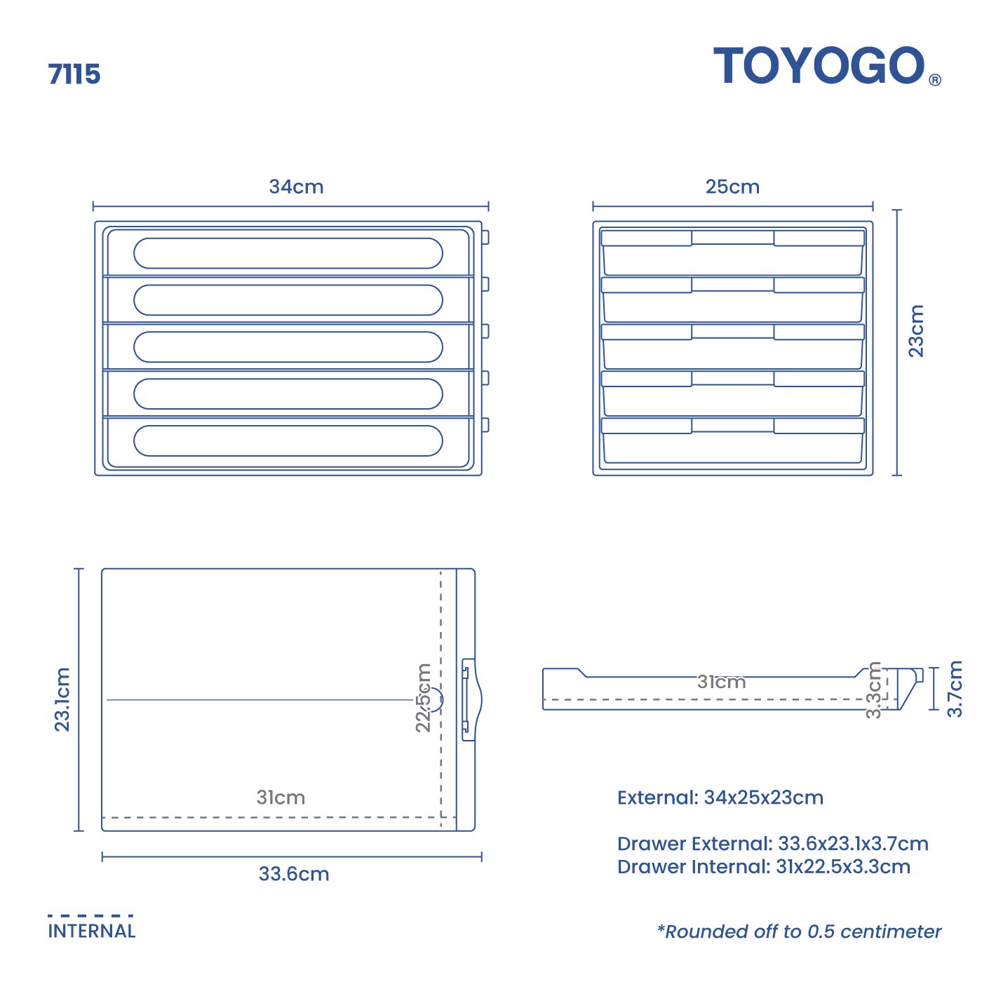 5 TIER A4 OFFICE DRAWER (7115)