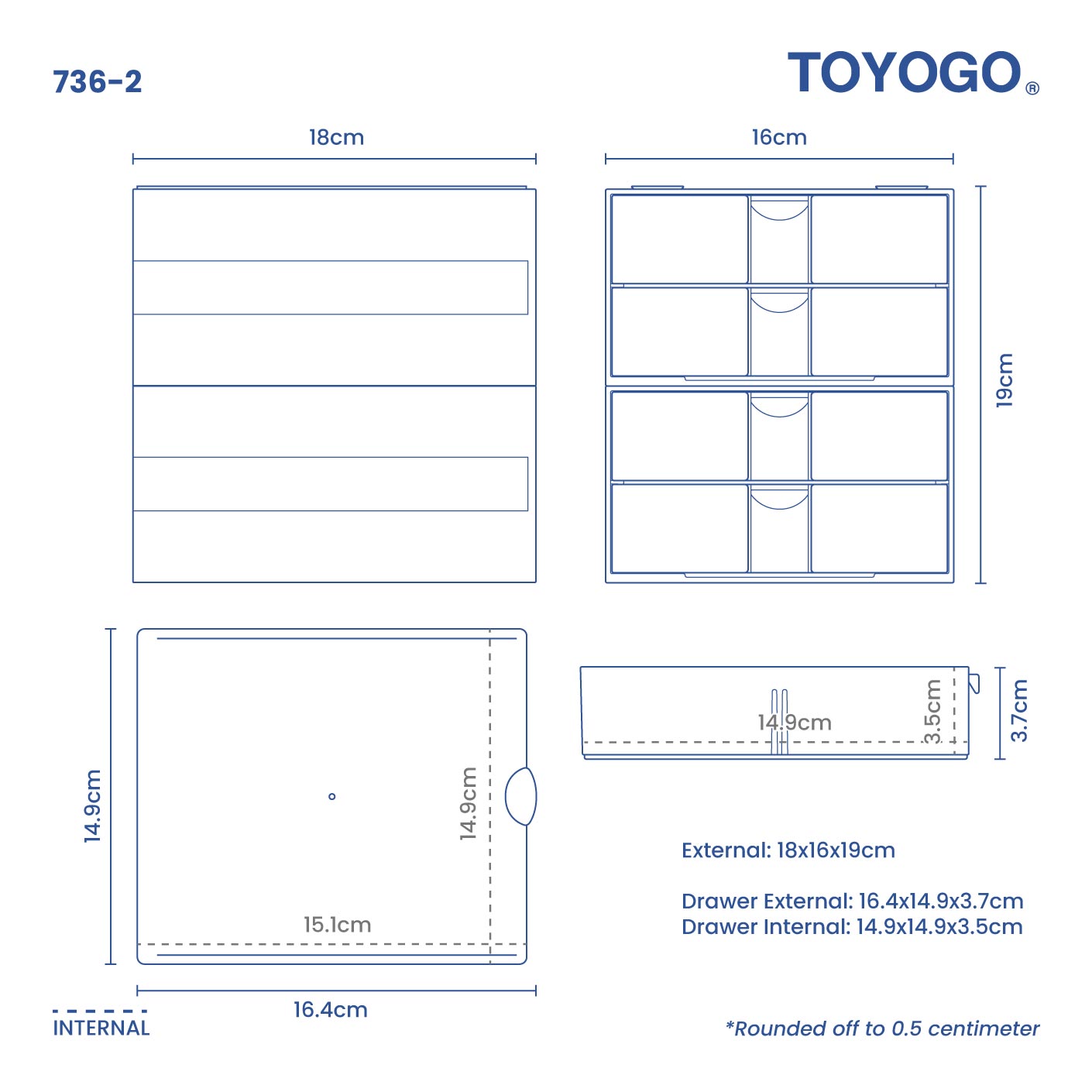4B COMPARTMENT DRAWER (736-2)