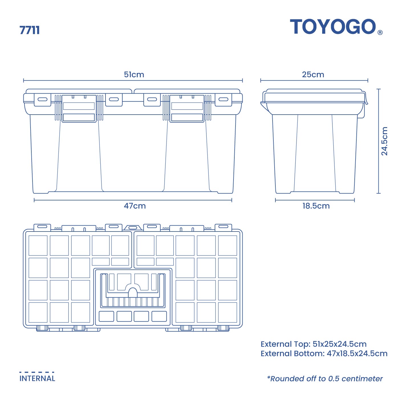 MULTI COMP. TOOL BOX (L) (7711)