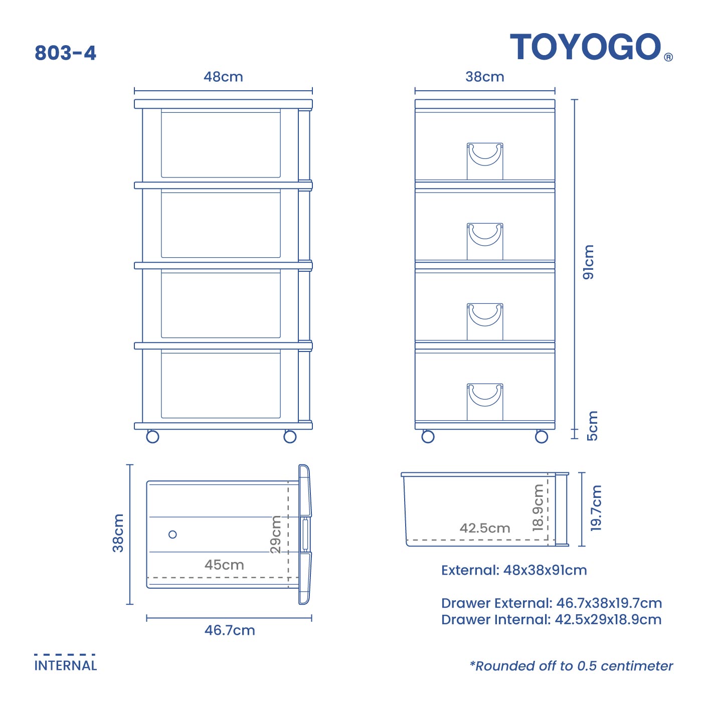 4 TIER STOCKER W/WHEELS (803-4)