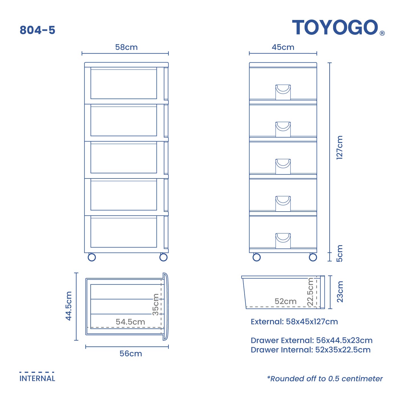 5 TIER BITANIC CABINET W/WHL (804-5)