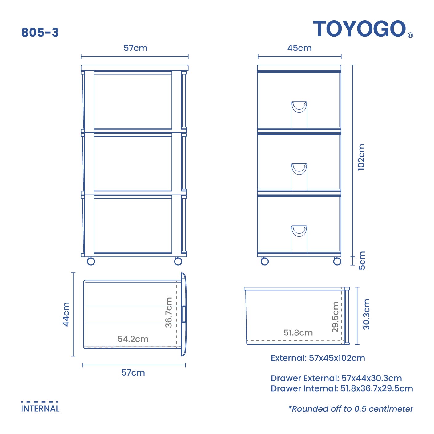 3 TIER TITANIC CABINET W/WHL (805-3)