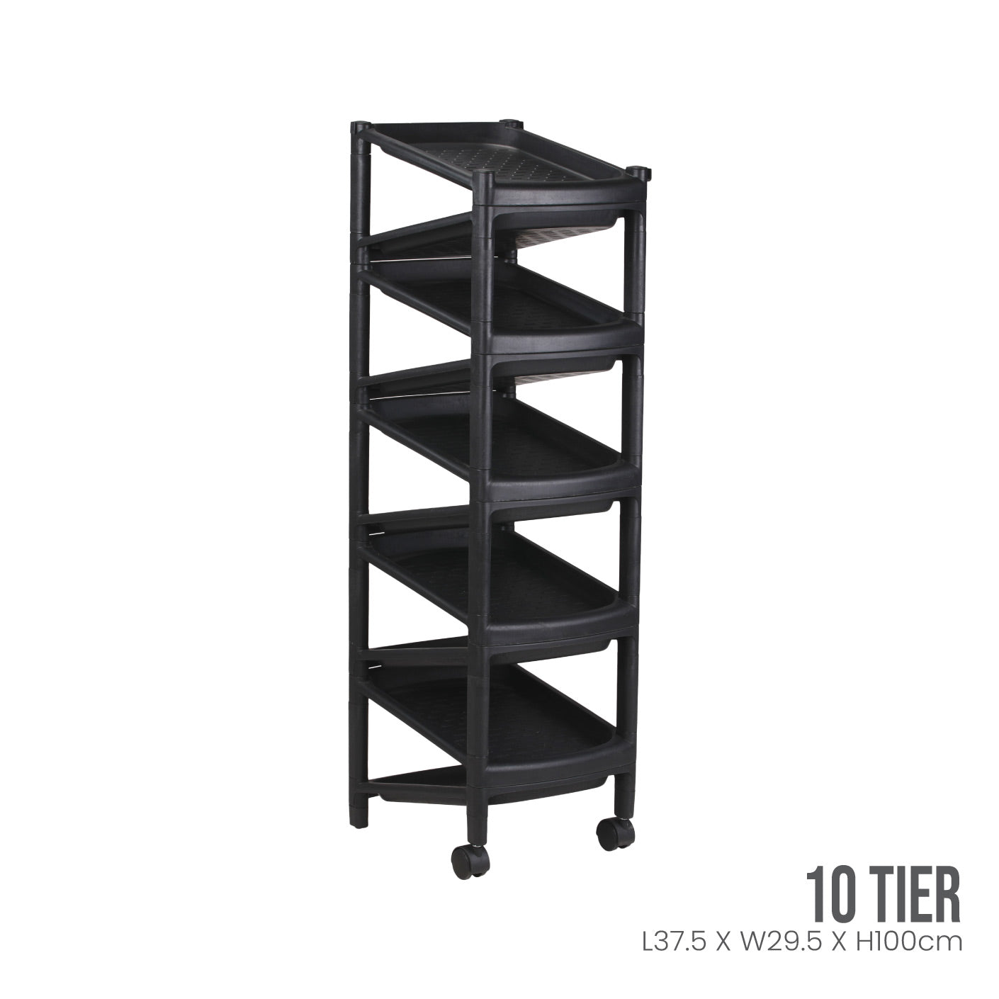 10 TIER SINGLE SHOE RACK W/WHLS (831-10)