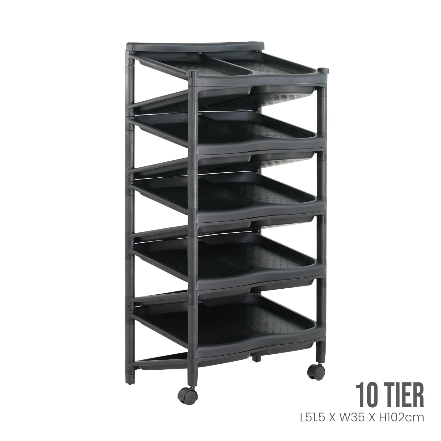 10 TIER TWIN SHOE RACK W/2WHLS (832-10)