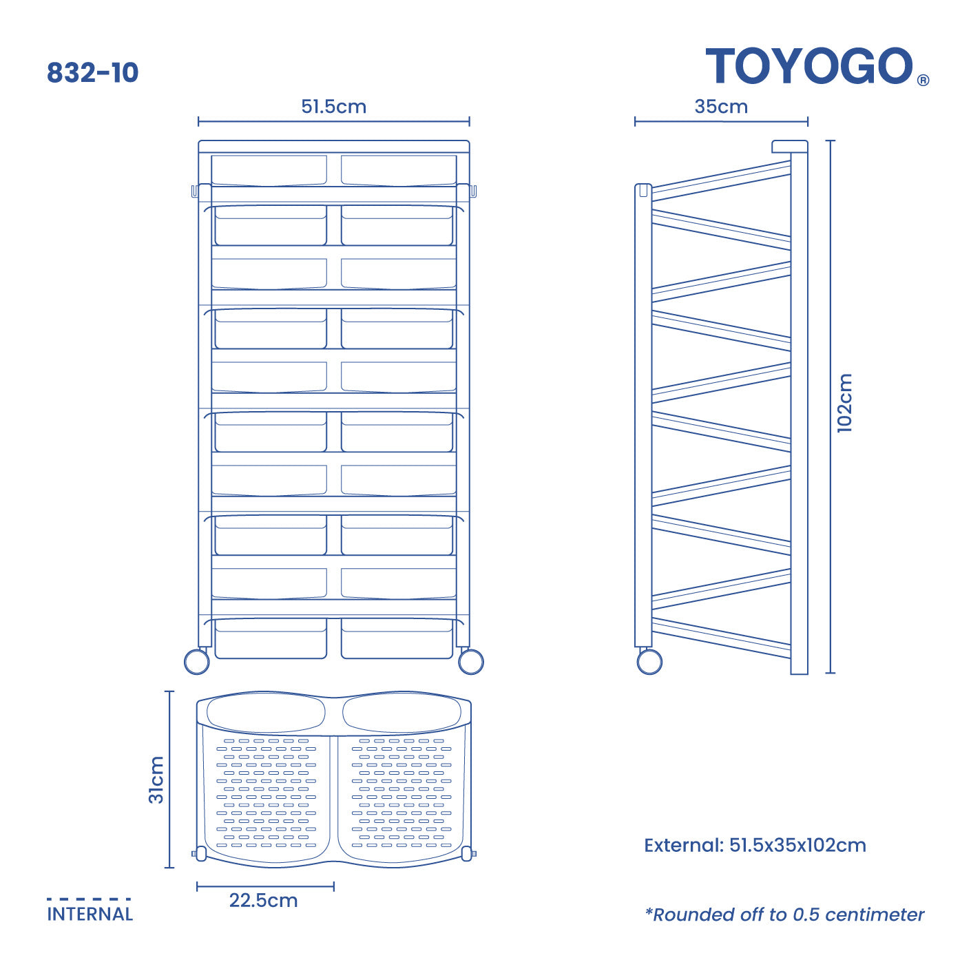 10 TIER TWIN SHOE RACK W/2WHLS (832-10)