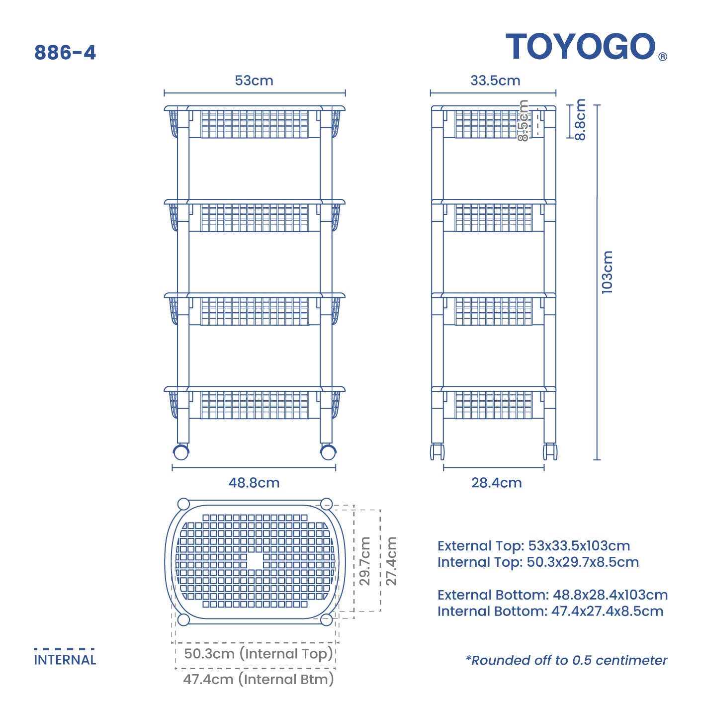 4 TIER PLACER TROLLEY (886-4)