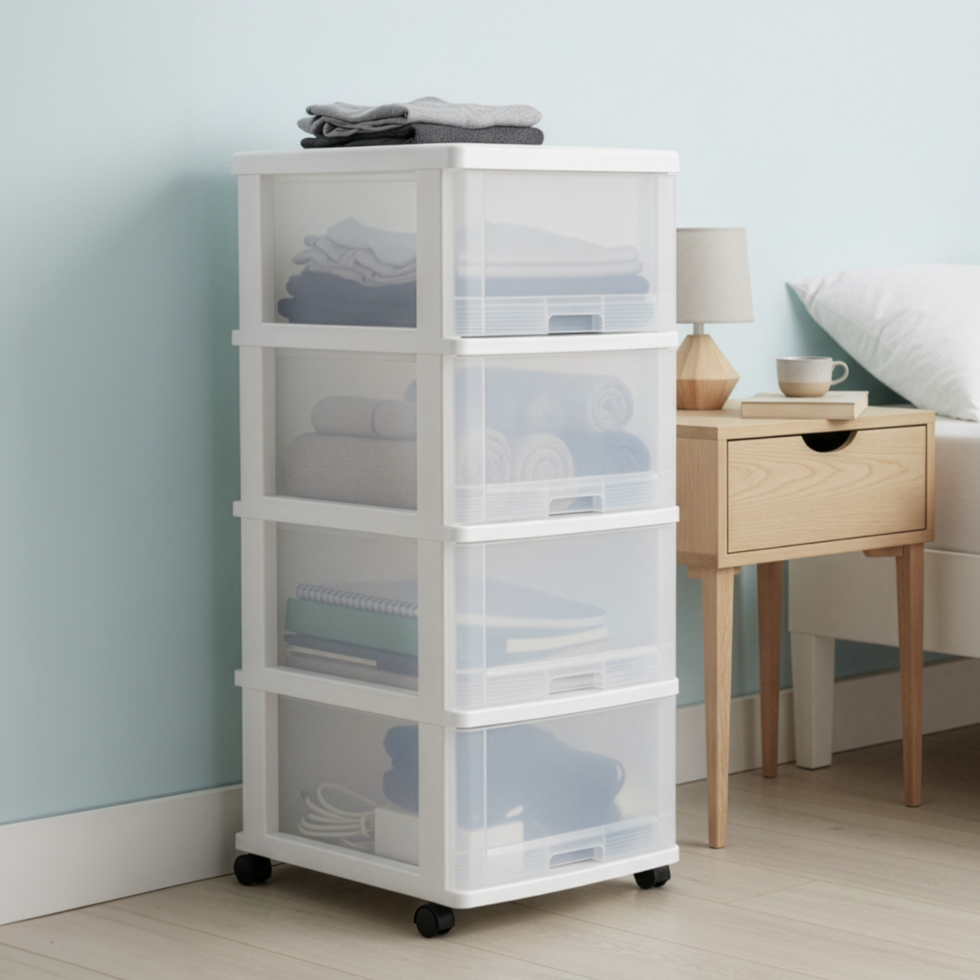 4 TIER MENTON DRAWER W/WHLS (903-4)