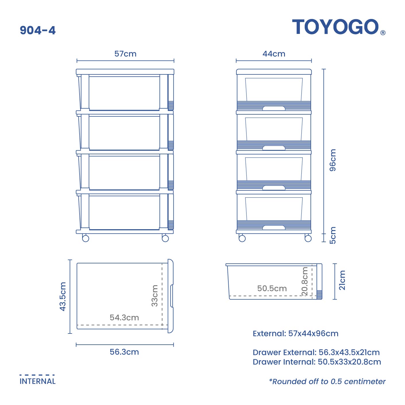4 TIER CABINET W/WHL (904-4)