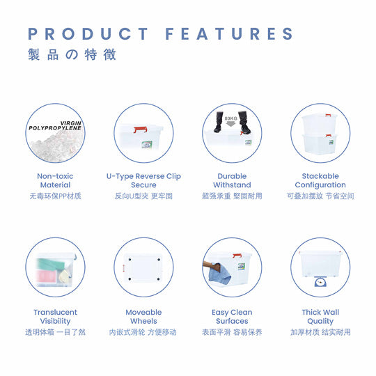 JIEPIN STORAGE BOX W/WHEELS(L) (9508)