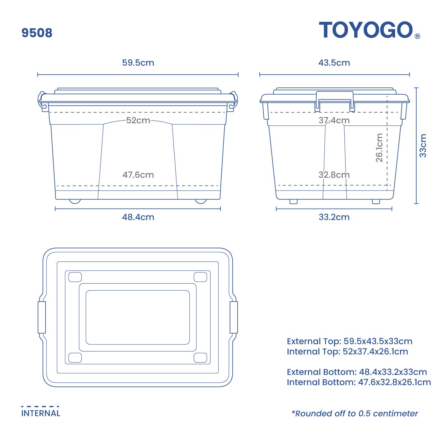 JIEPIN STORAGE BOX W/WHEELS(L) (9508)