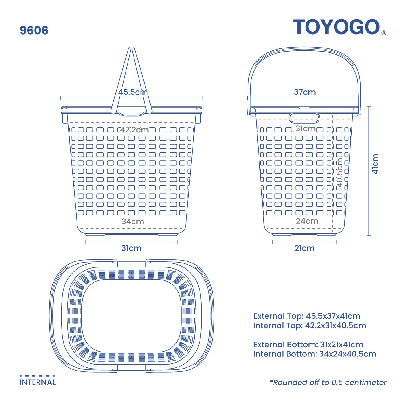 LAUNDRY BASKET W/HANDLE (9606)