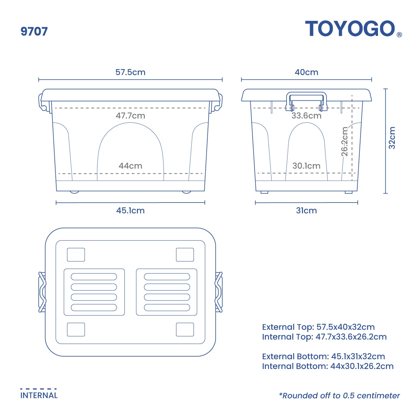 Q D BOX W/WHEELS (L) (9707)