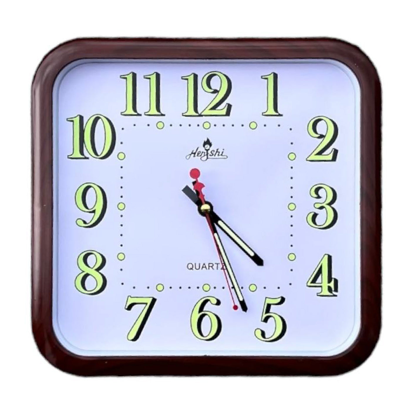 N.WALL CLOCK 28CM/SQ #811(RED/LUMIN) (HFH0116)