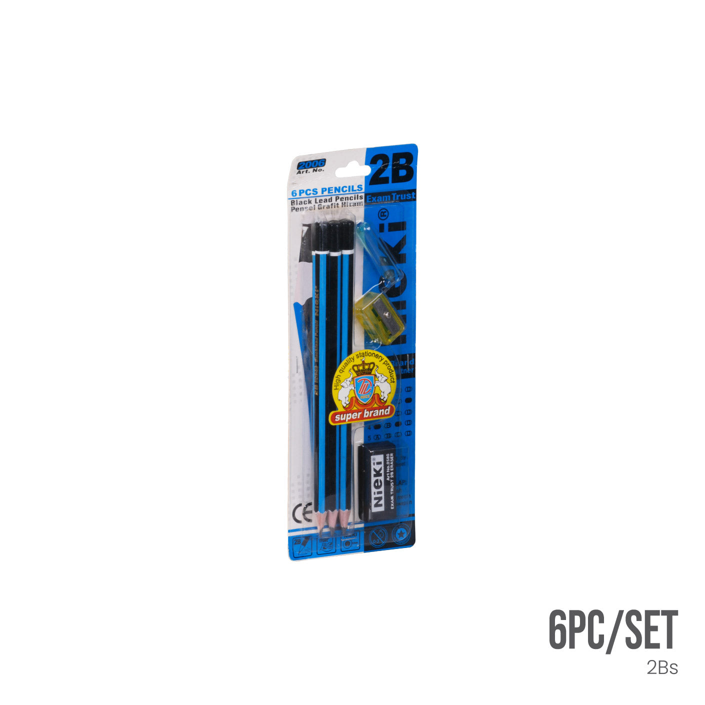 ERASER,SHARPENER&6PC/PENCIL PKT 2006/1010 (HFH4264)