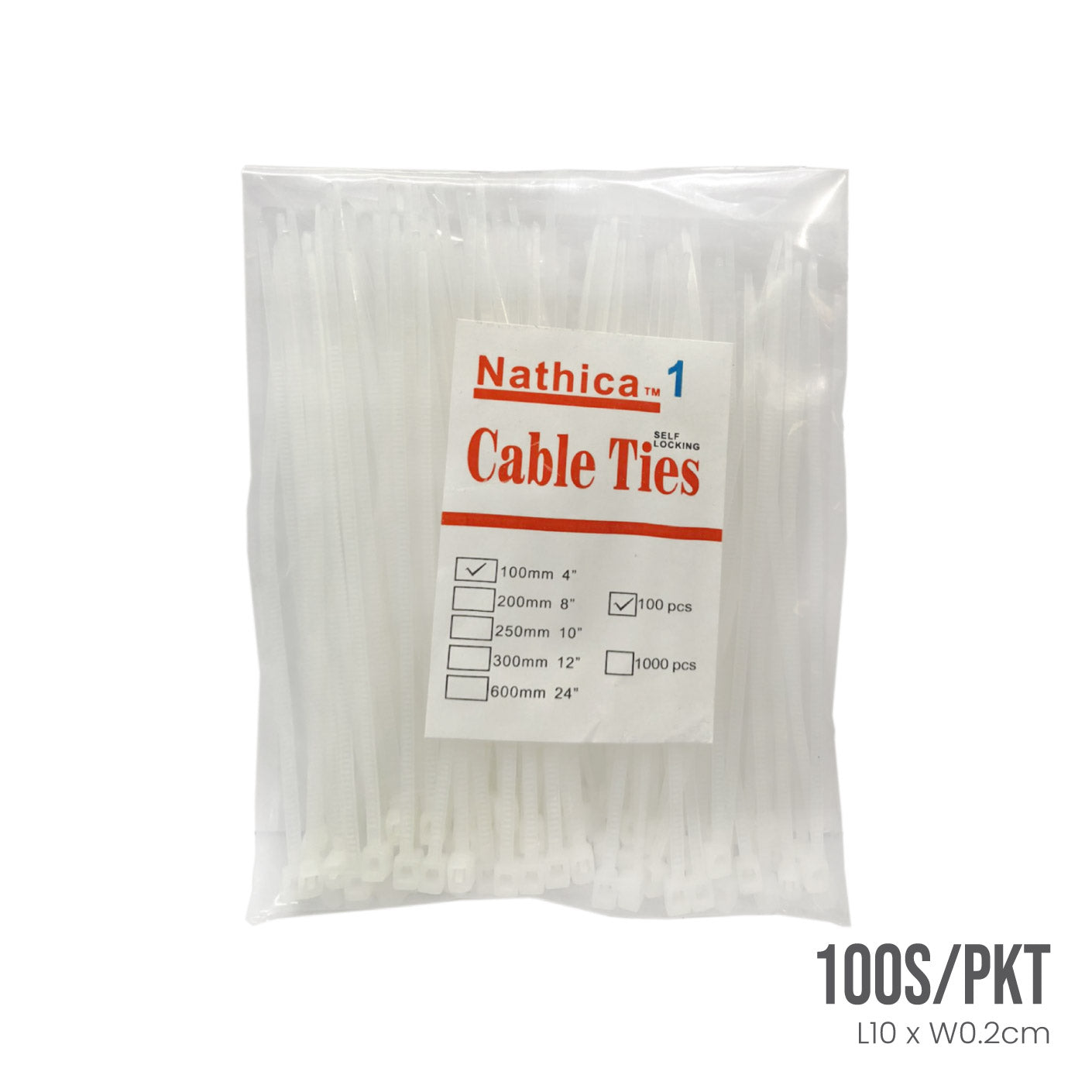 CABLE TIE 2X100MM 100S WHITE (HFH5090-WHT)