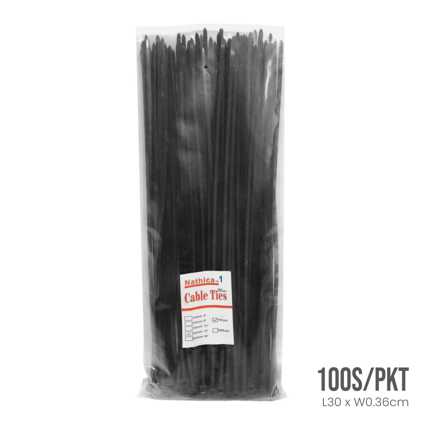 CABLE TIE *3.6X300MM (100S/PKT)BLACK (HFH5094B)