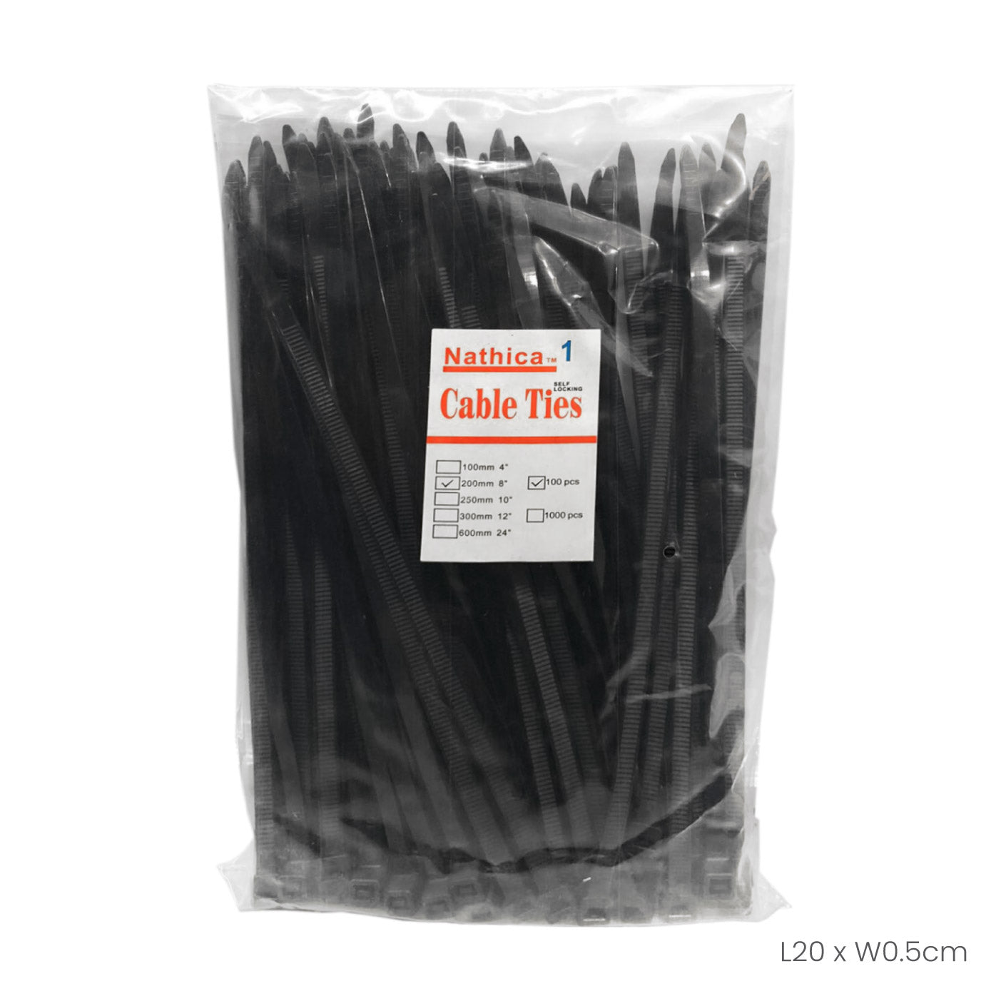 CABLE TIE 5X200MM BLACK (HFH5430B-BLK)