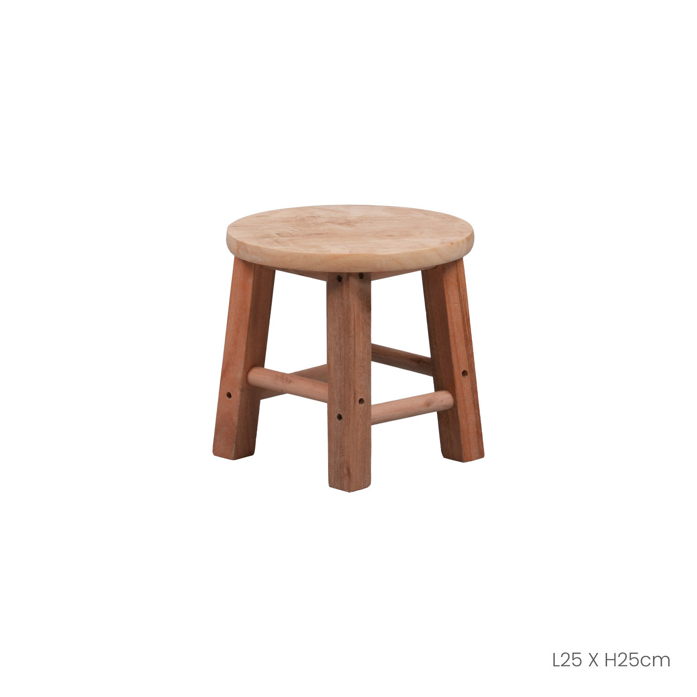 WOODEN STOOL RD/LOW (HFH6510)