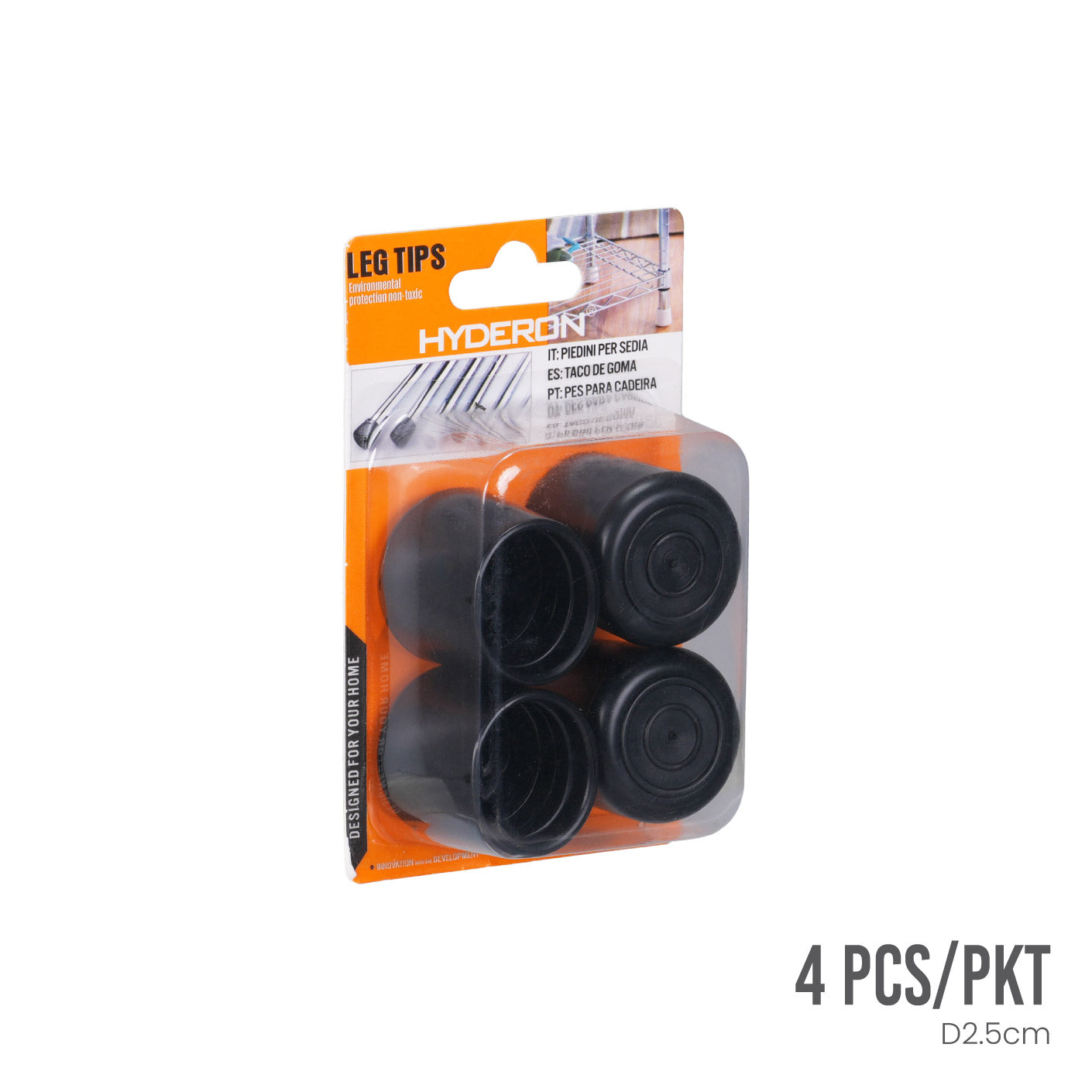 CHAIR LEG TIPS CAP-NON SLIP RUBBER 4S 25MM #207 (HFH6825)