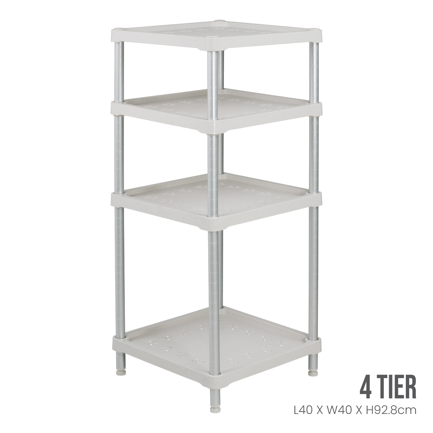 4 TIER PLASTIC RACK 0124SQ400X400X928MM (HFH6831)