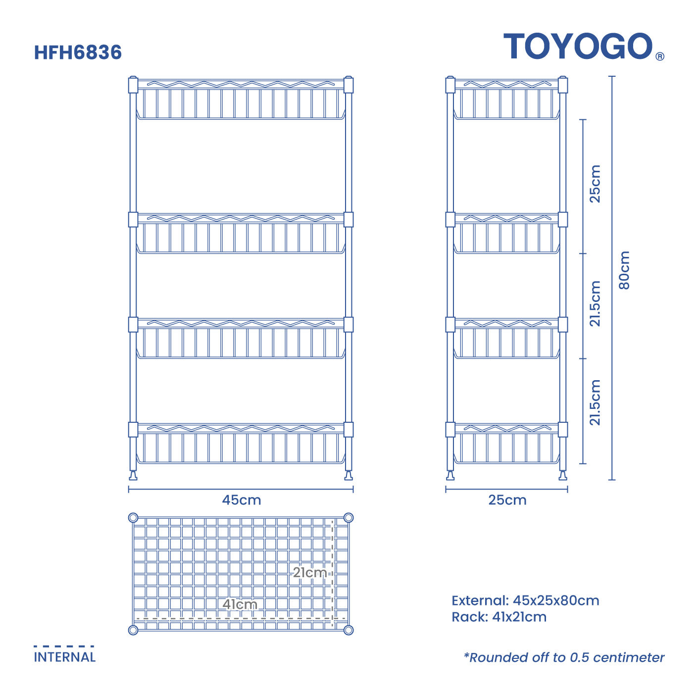 STORAGE RACK 4 TIER HKJ-C039 45X25X80CM/BASKET (HFH6836)