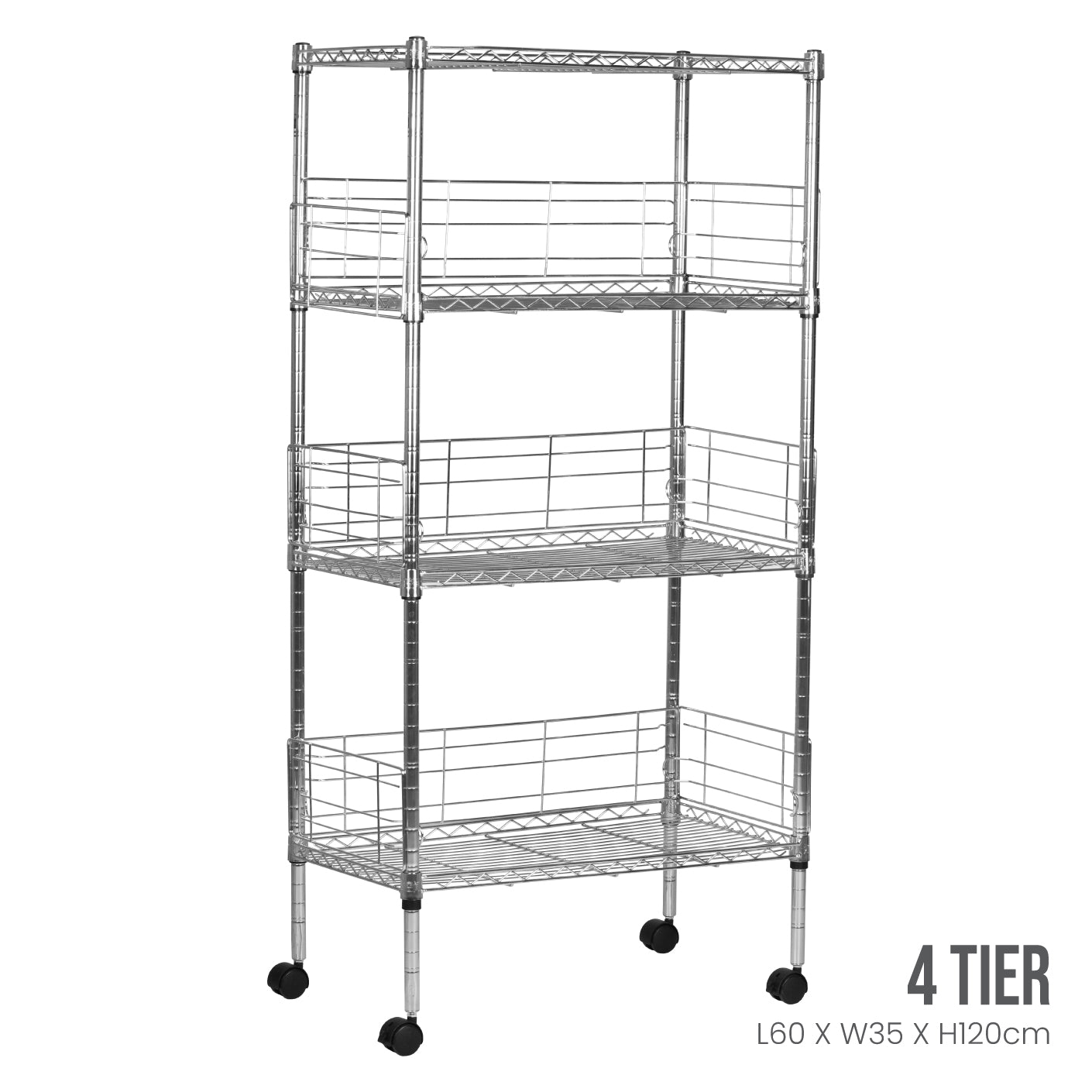 4 TIER SELF RACK W/WHLS 600X350X1200MM #B012 (HFH6845)