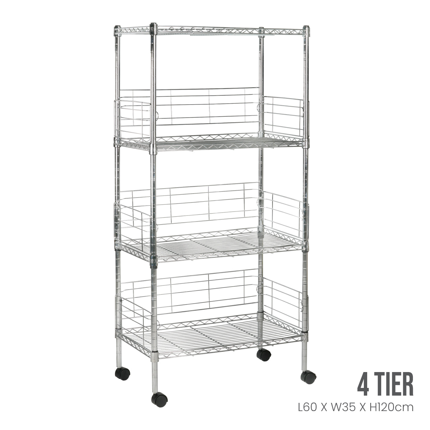 4 TIER SELF RACK W/WHLS 600X350X1200MM #B012 (HFH6845)