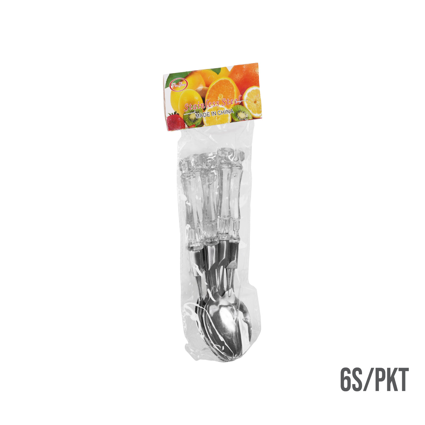 CRYSTAL HANDLE SPOON (6S/PKT) WHITE (HFH8684W)