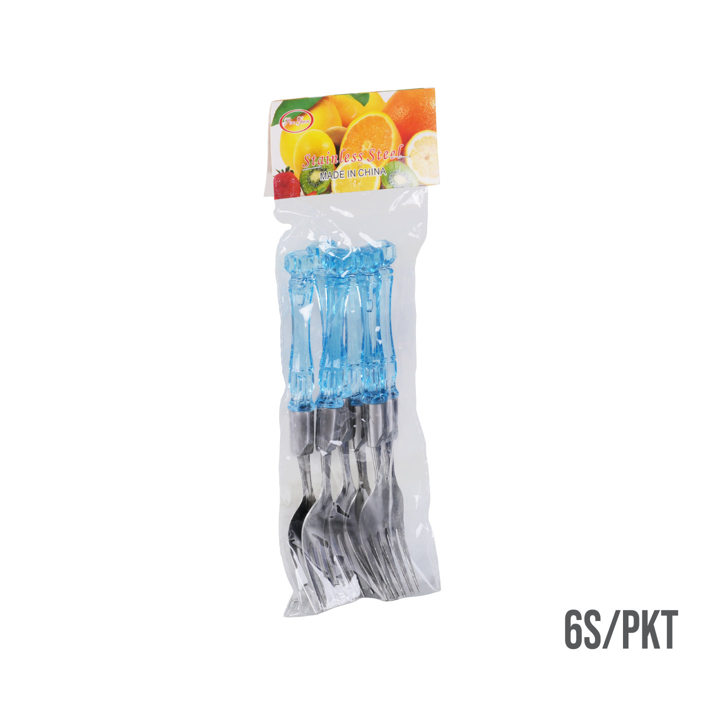 CRYSTAL HANDLE FORK (6S/PKT) BLUE (HFH8685B)